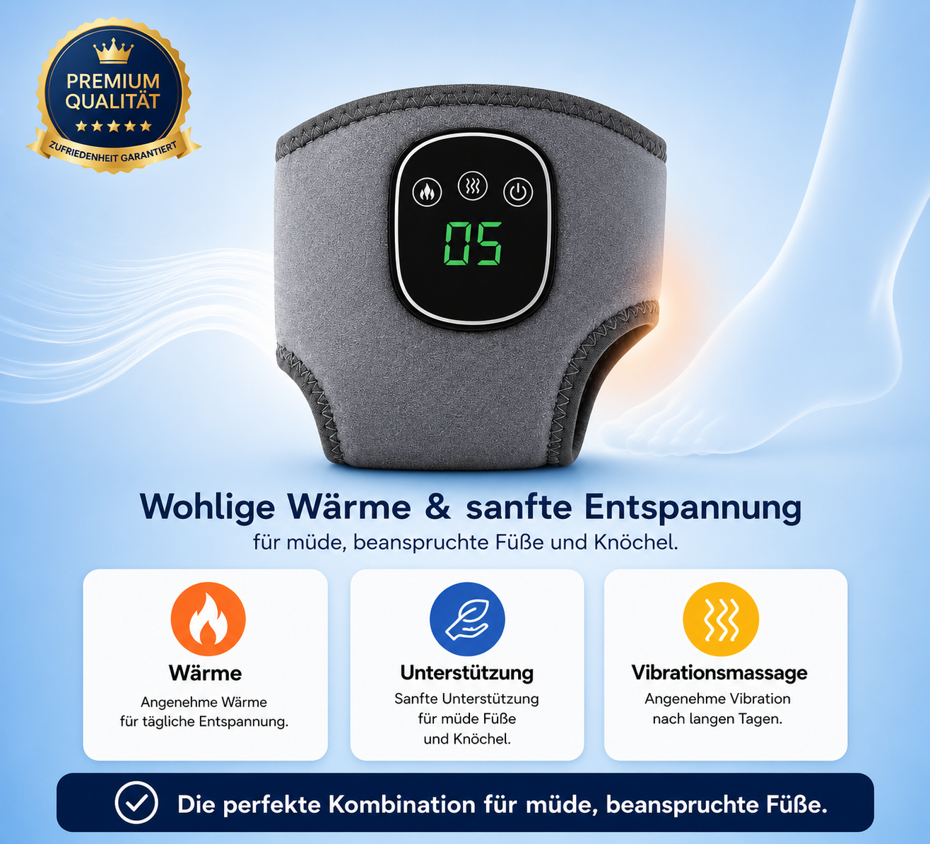 SilkRelax AnkleTherm™ – Kabelloses Fuß- & Knöchel-Massagegerät mit Wärme